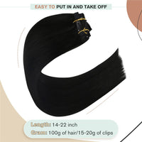 Remy Human Hair Extensions Long Hair Clip on Straight Extensions