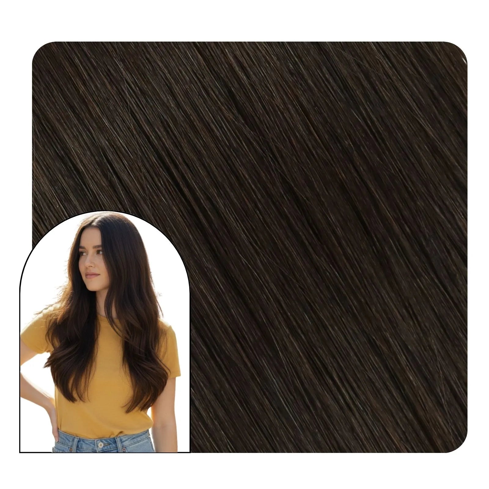 [Virgin+] Seamless Butterfly Weft Hair Extensions Dark Brown #2
