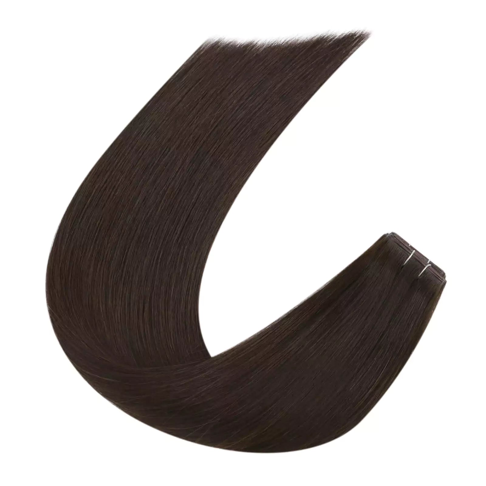 seamless injected PU flat weft hair extensions darkest brown