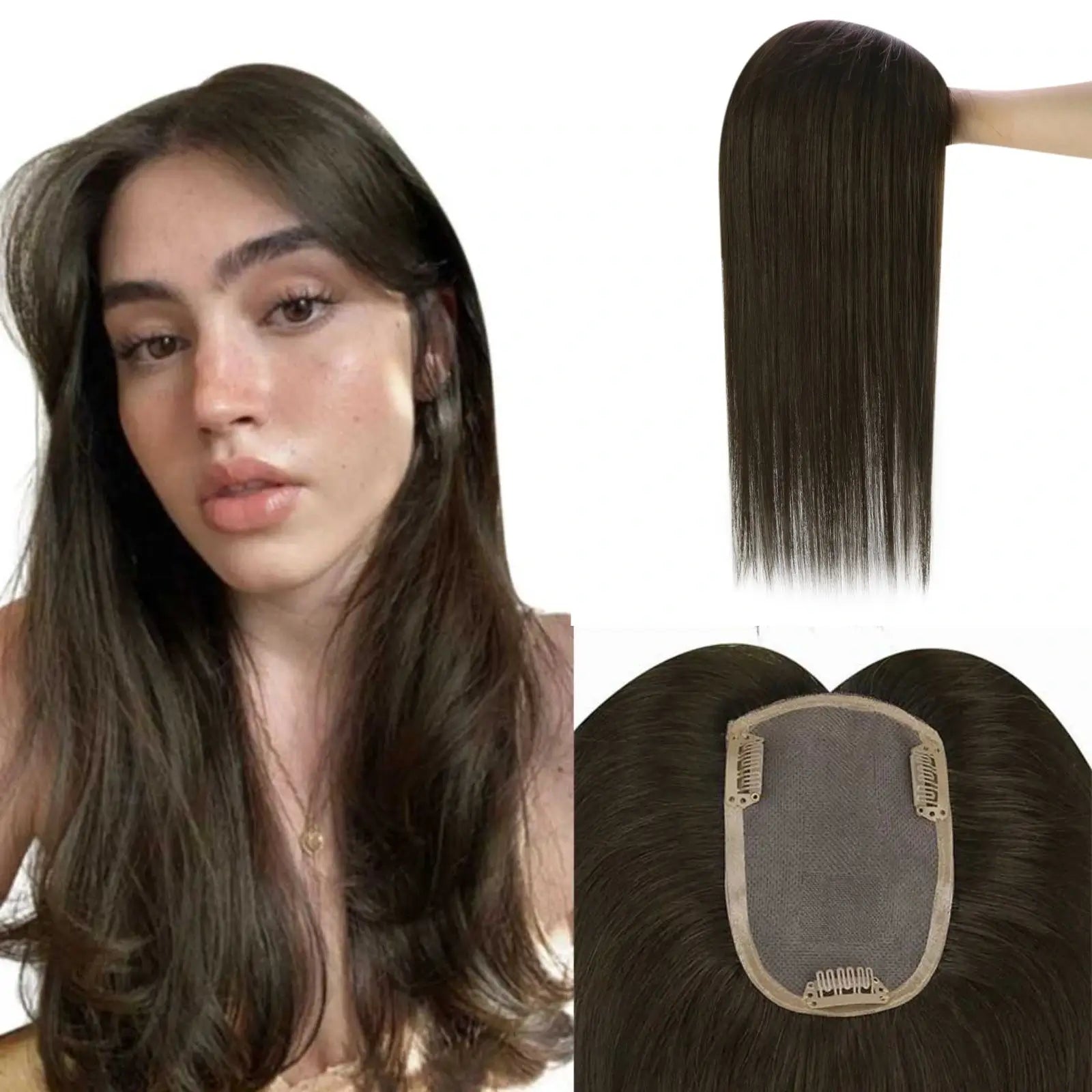 darkest brown hair toppers for thinning hair for women