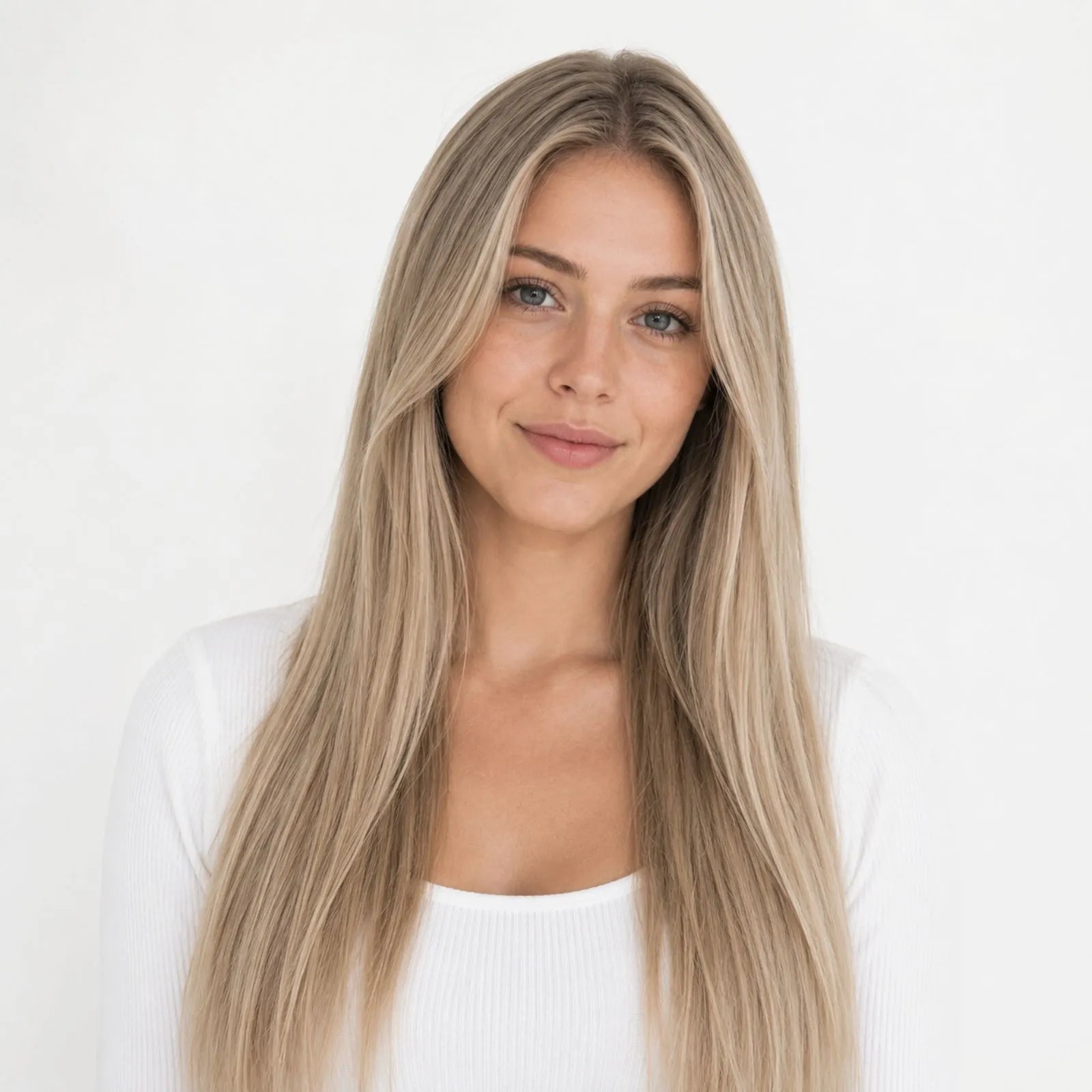[Pre-Sale]Virgin Feather Weft Hair Extensions Creamy Ash Blonde Highlights #P18/613