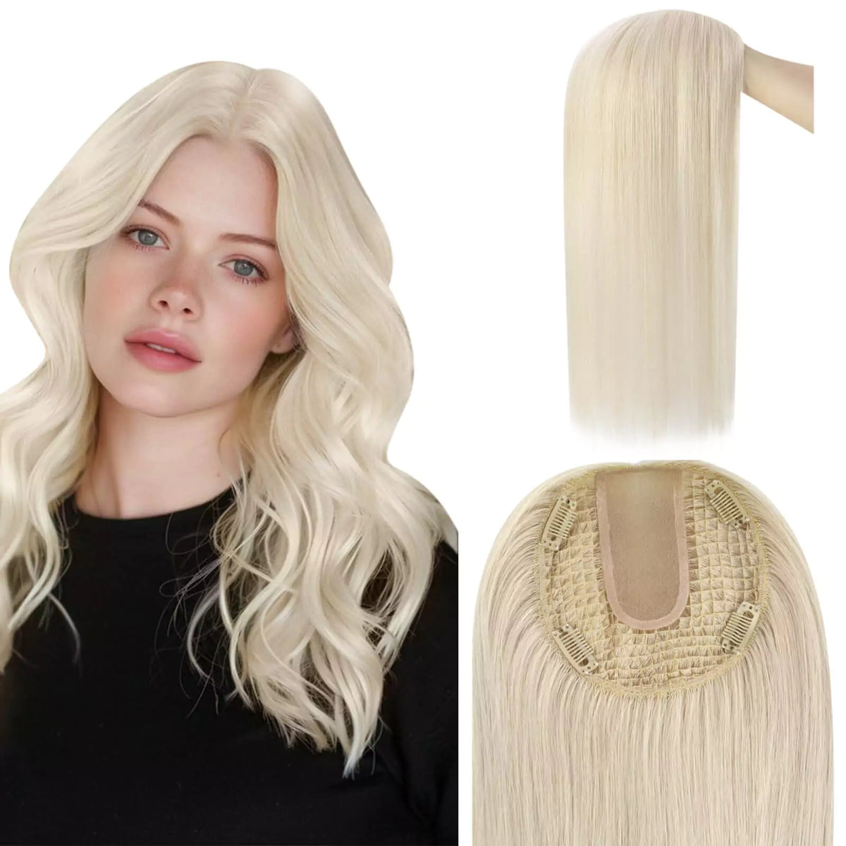 Fishnet Topper Virgin Hair Topper Fishnet Base Human Hair Hairpieces For Women #P8/60