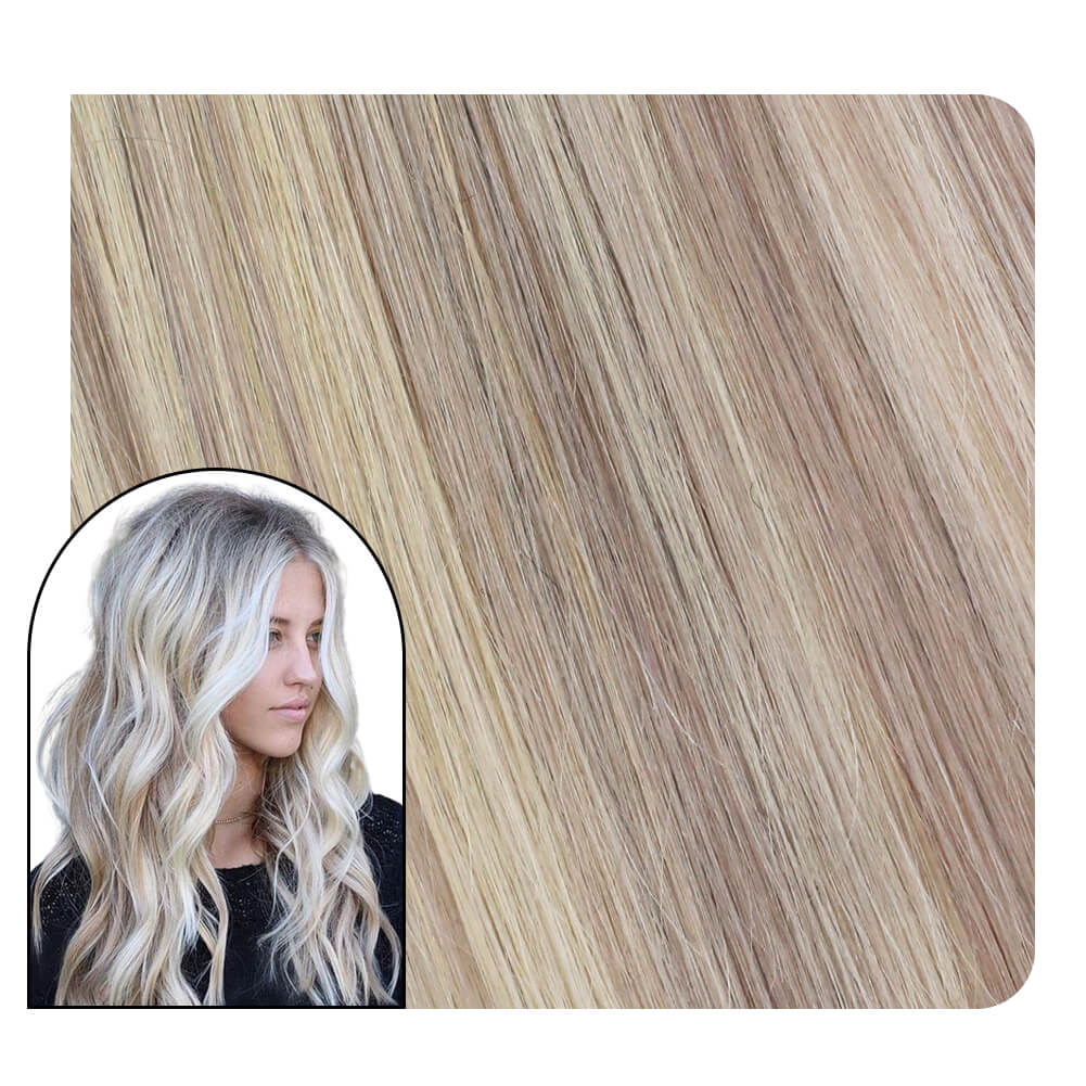 Flat tip Fusion Hair Extensions Blonde Piano Color Remy Hair  #18/613