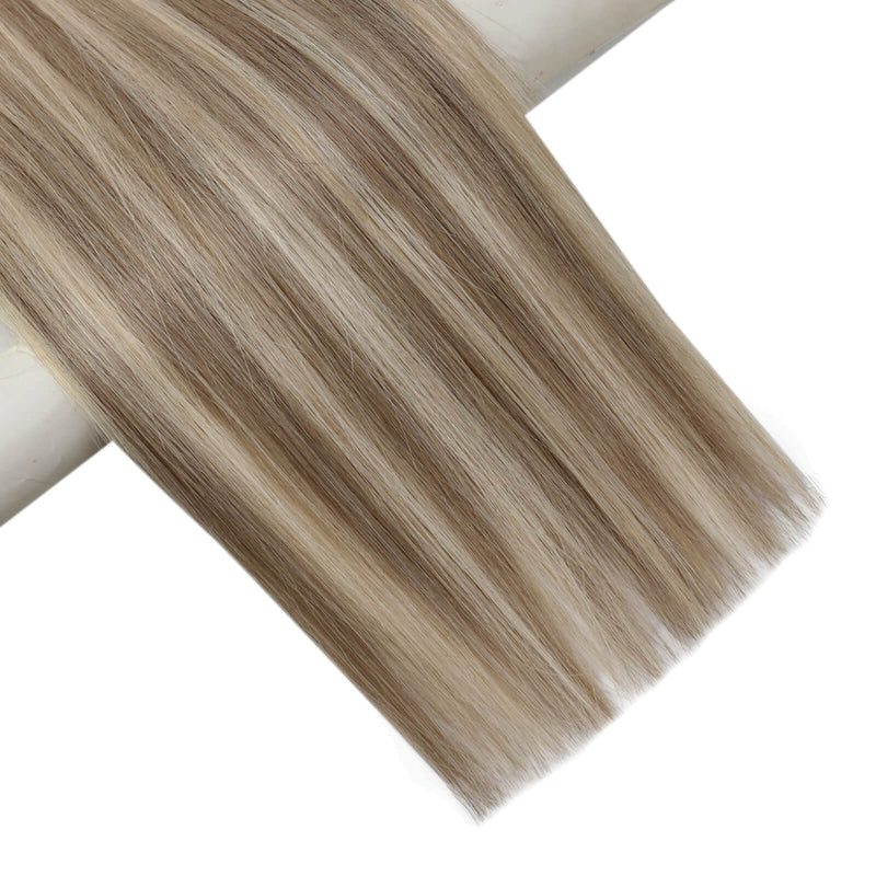 human hair extensions flat silk weft #8P60