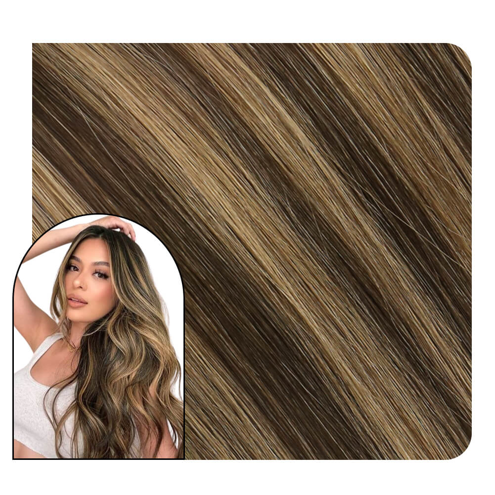 [Virgin Hair] Invisible Seamless Flower Tape in Hair Extensions Balayage Color #BM