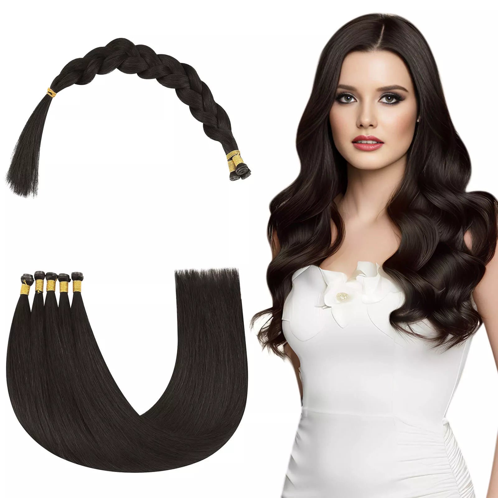 Human Hair Bundles Genius Weft Extensions Darkest Brown