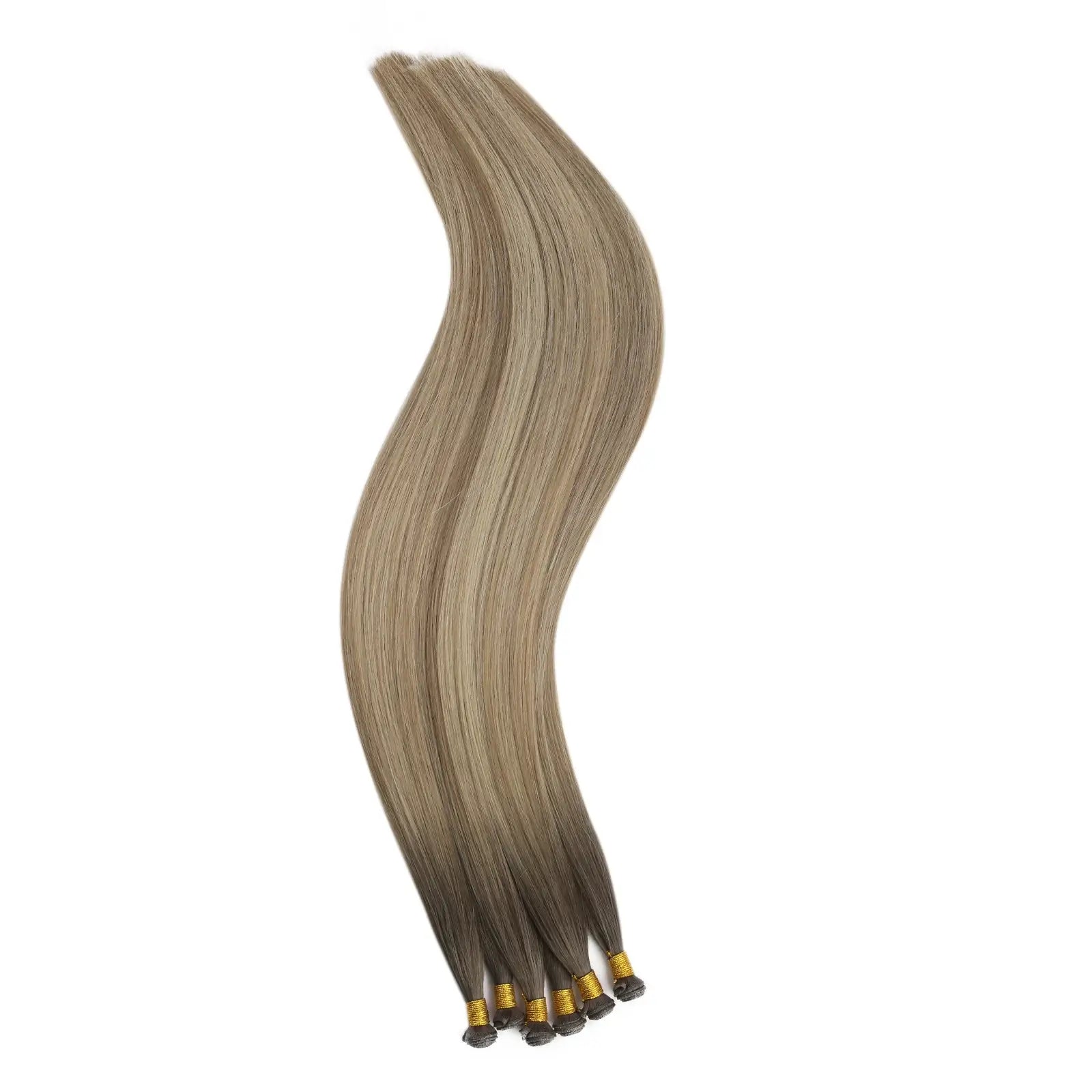 Genius Weft Extensions Human Hair Brown With Blonde Balayage
