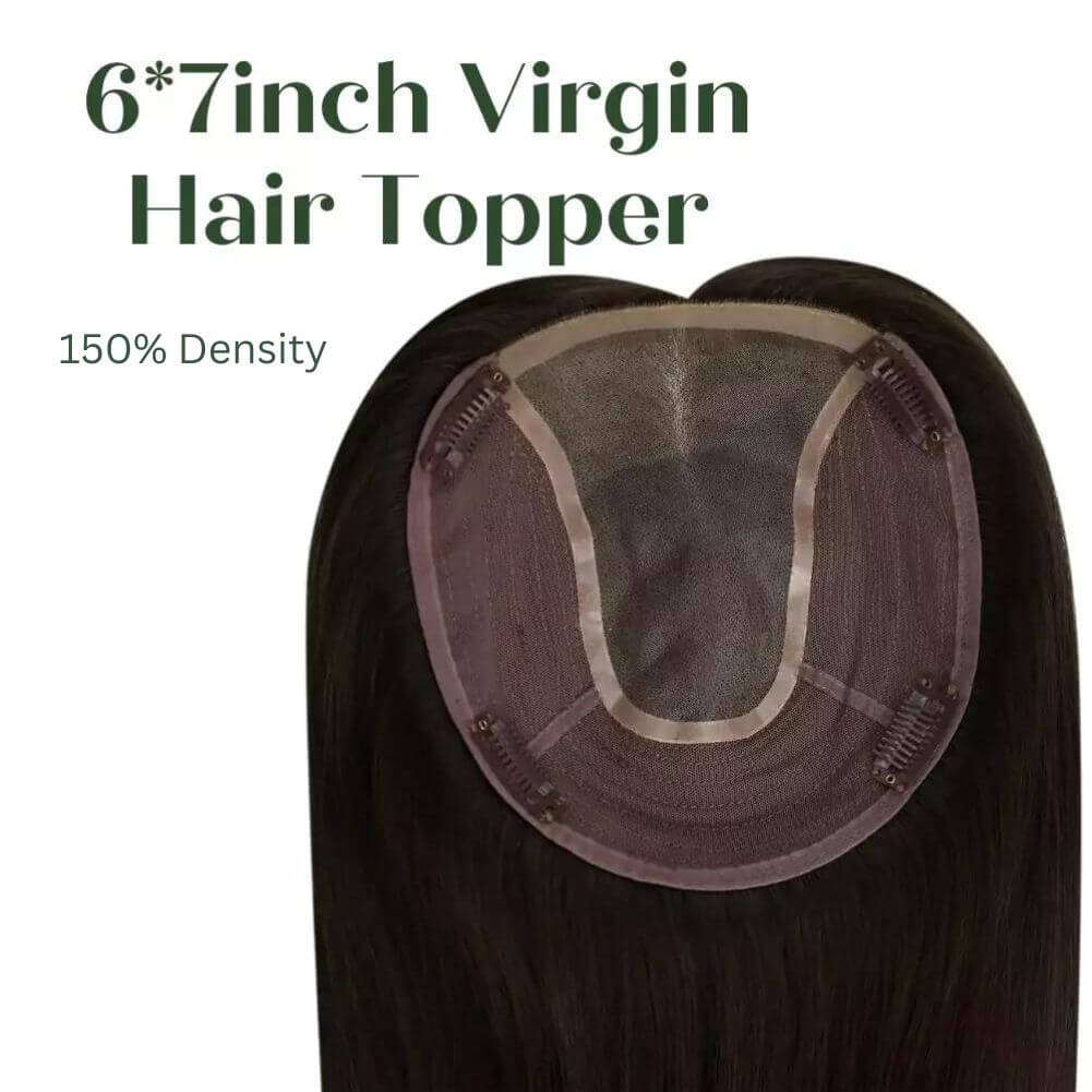 Darkest Brown Virgin Human Hair Topper for women