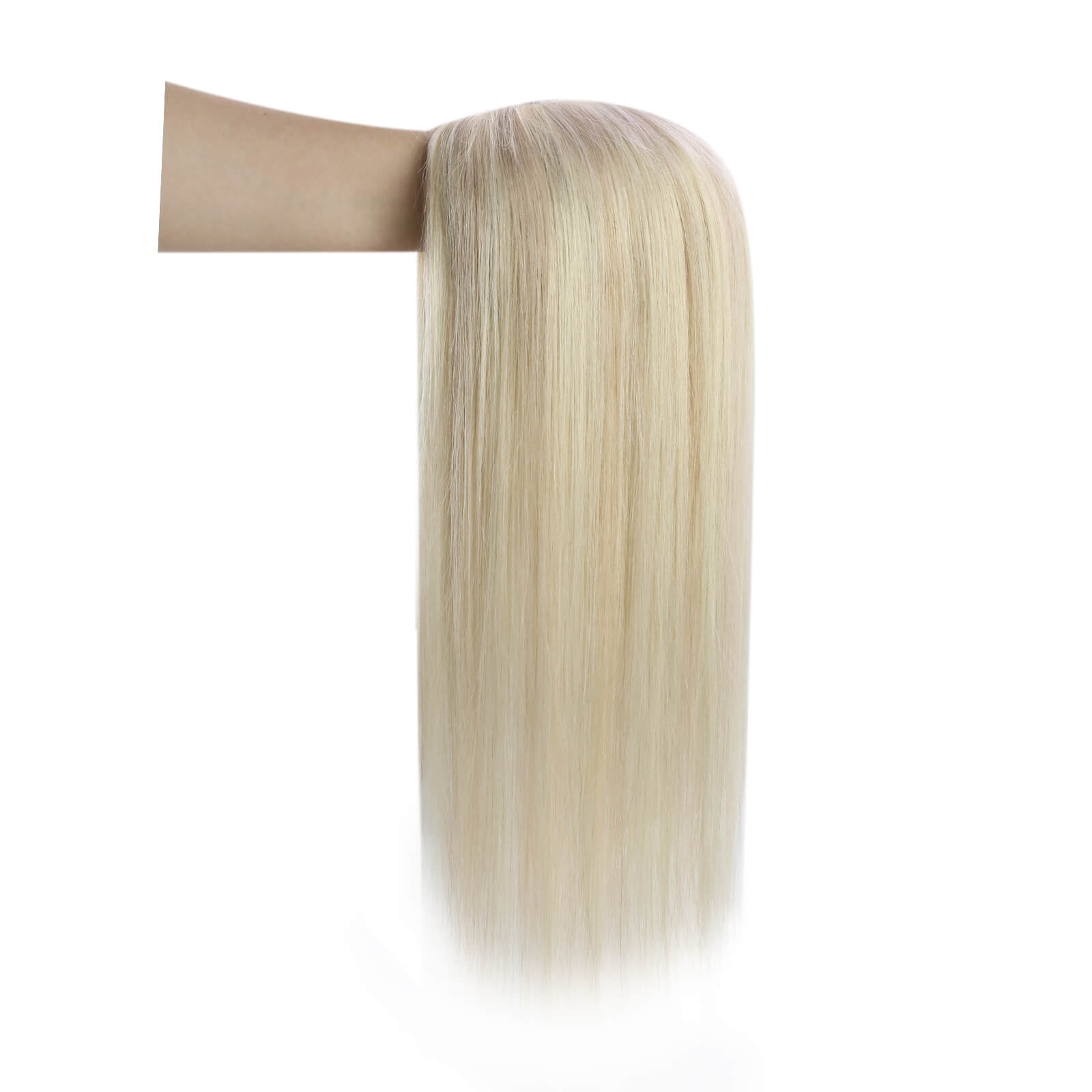 [Density Upgrade 150%] Lace Base Human Hair Topper Without Bangs For Loss Hair Highlighted Color Blonde Hair 18/613