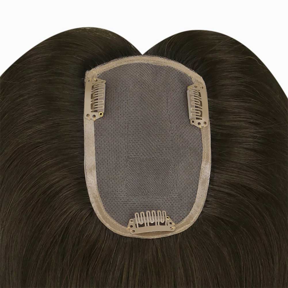 [US Only][Half Price] 150% Density Darkest Brown Human Hair For Thinning Hair Topper Invisible Secret Hairpieces #2