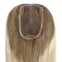 [Density Upgrade 150%] Remy Hairpiece for Women Ombre Brown to Blonde Hand-made Human Hair Topper T10/613