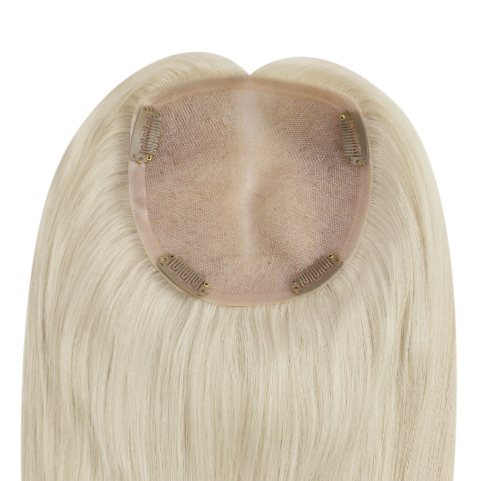 [Half Price] Mono Base Real Human Hair Platinum Blonde Hair Piece Toppers for Women #60