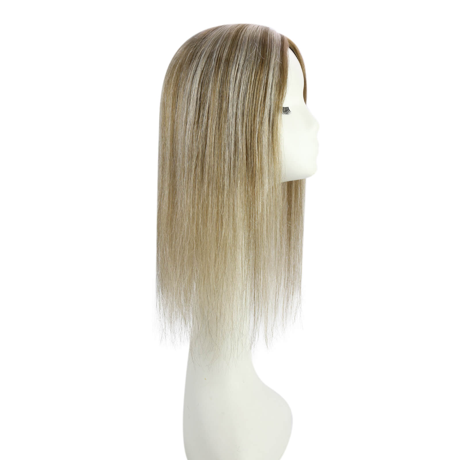 [Density Upgrade 150%] Lace Base Hand Made Hair Topper Real Human Hair For Loss Hair Highlighted Blonde Color #8P60