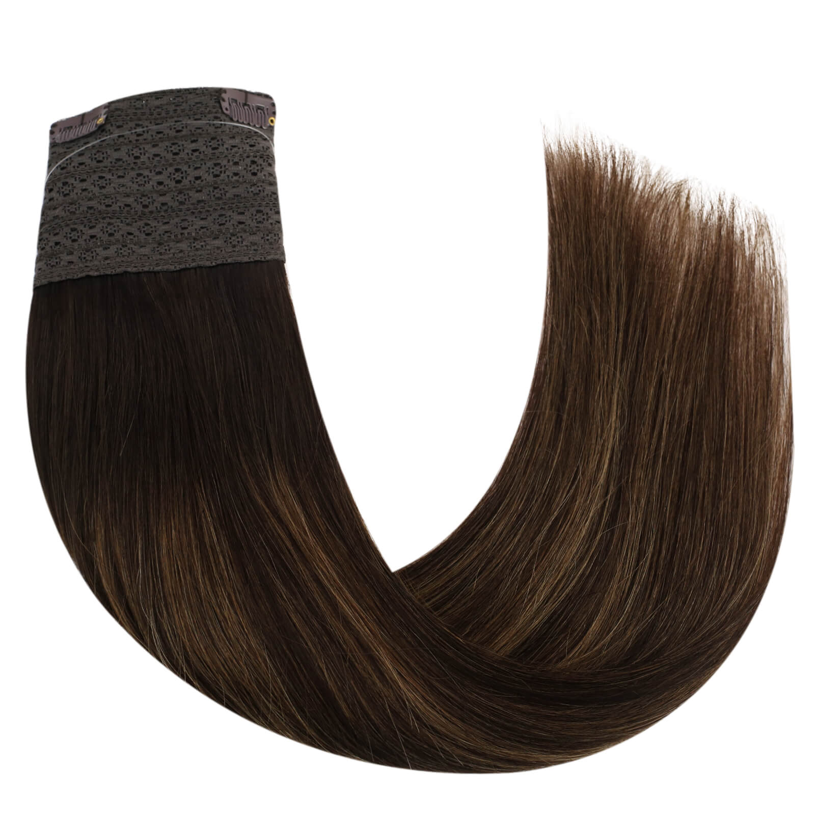 Halo Real Hair Extensions Brown Highlight Hair