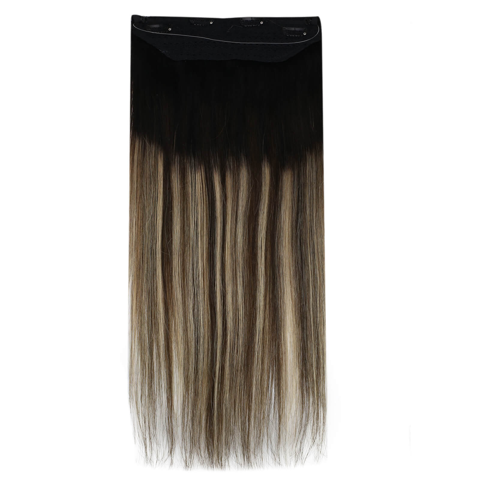 Invisible Wire Hair Extensions Human Hair Balayage Color 1B/4/27