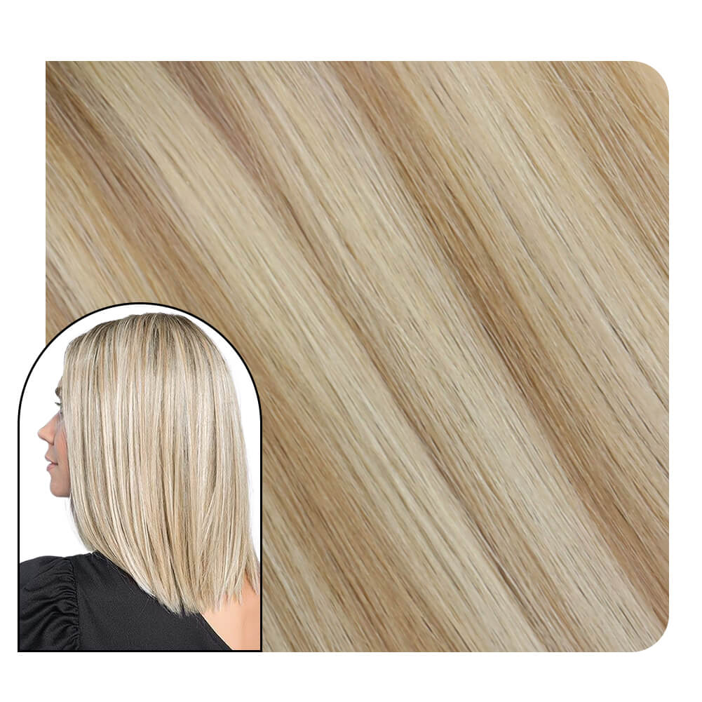 [Virgin Hair] Flower Tape in Extensions Highlight Ash Blonde With Bleach Blonde #18/613