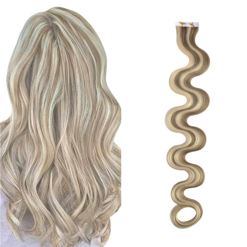 highlight body wavy tape in hair extensions