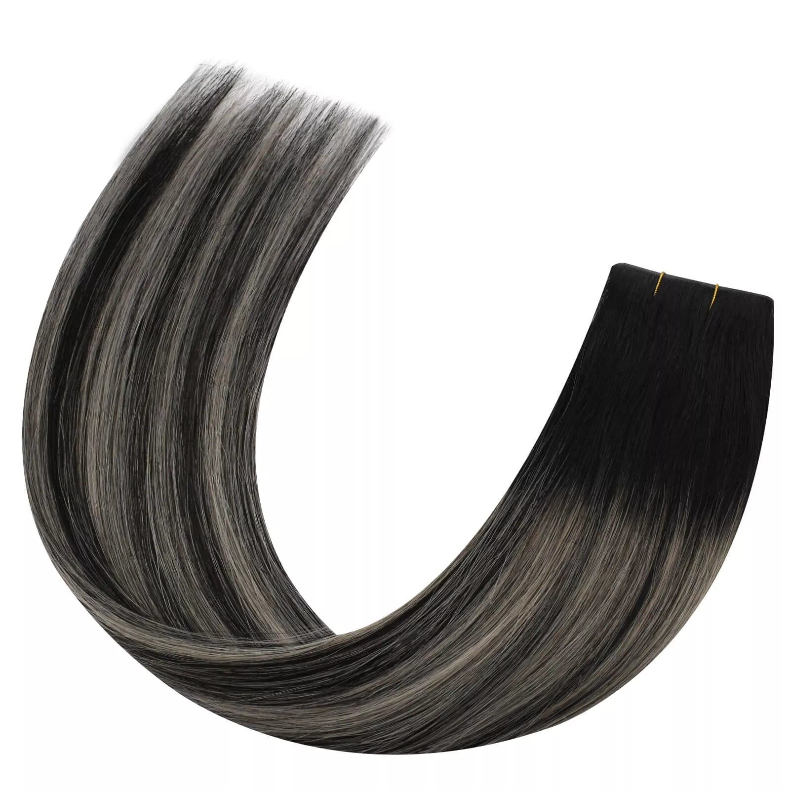 Invisible Injection Weft Extensions Human Hair #1B/Silver/1B