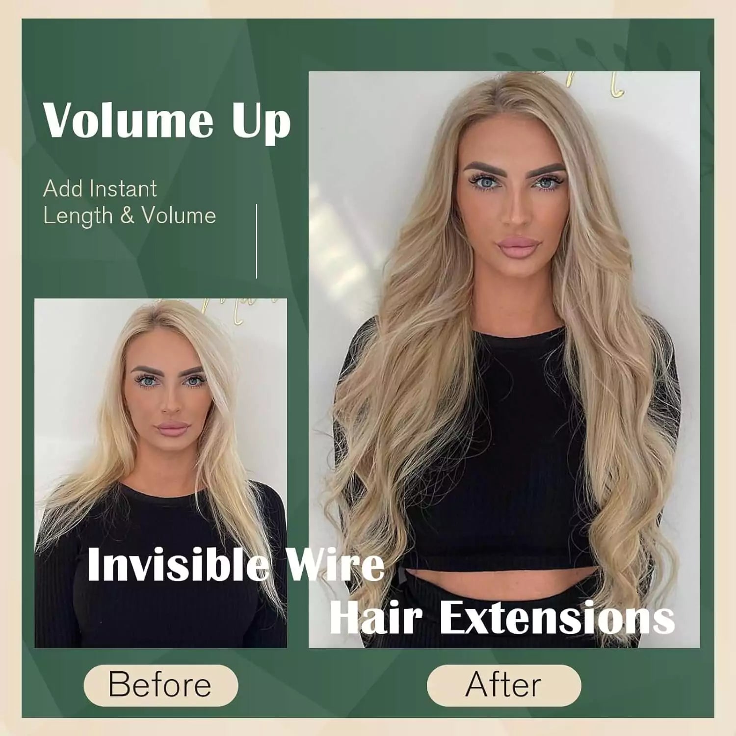 Blonde Wire Hair Extensions Real Human Hair Fish Line Hair Extensions