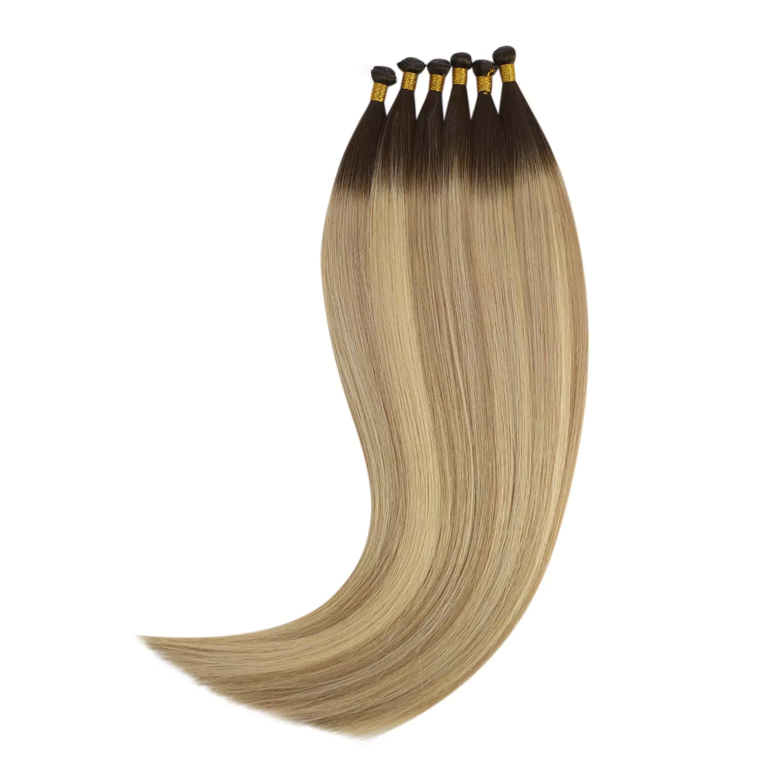 Full Cuticle Hybrid Weft Extensions Human Hair Balayage Color