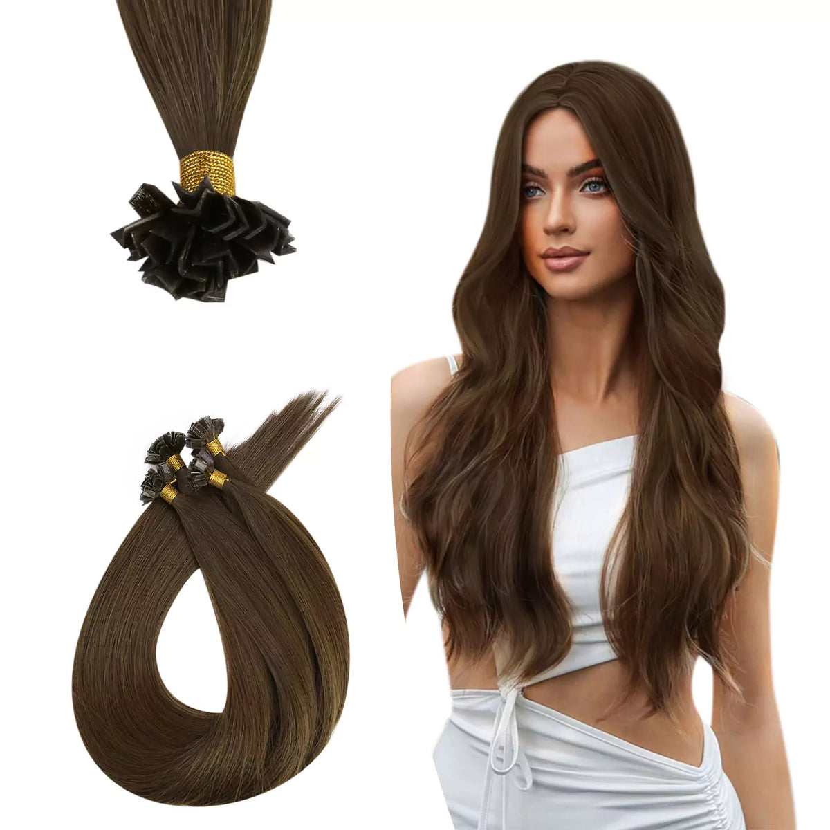 Ktip Extensions Kit Virgin Human Hair K-tip Fusion Hair Extensions Dark Brown #4