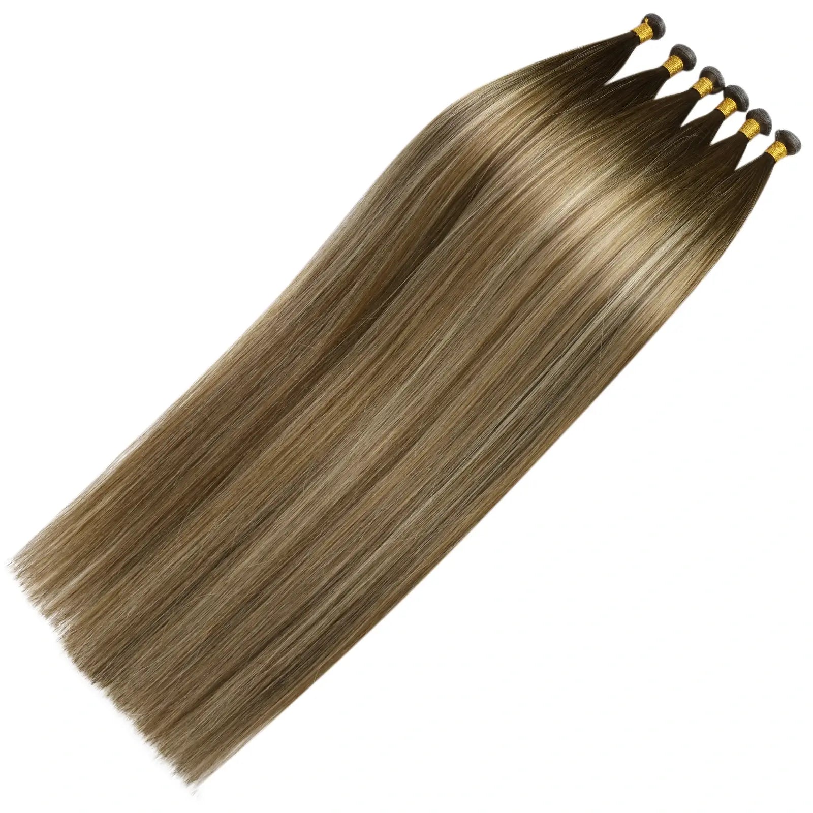 Genius Weft Extensions Human Hair Balayage Brown With Blonde