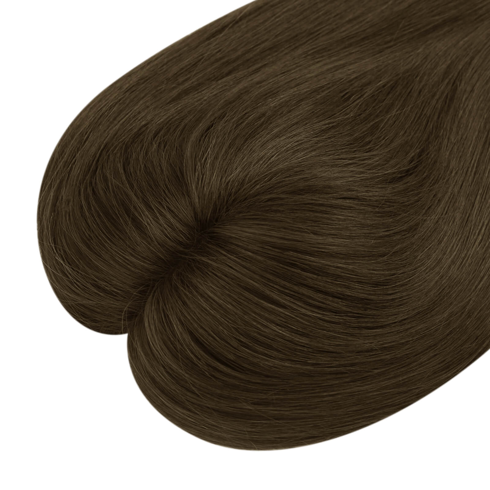 Mono Base Virgin Hair Topper Dark Brown Clip On Hair Extension Topper #4