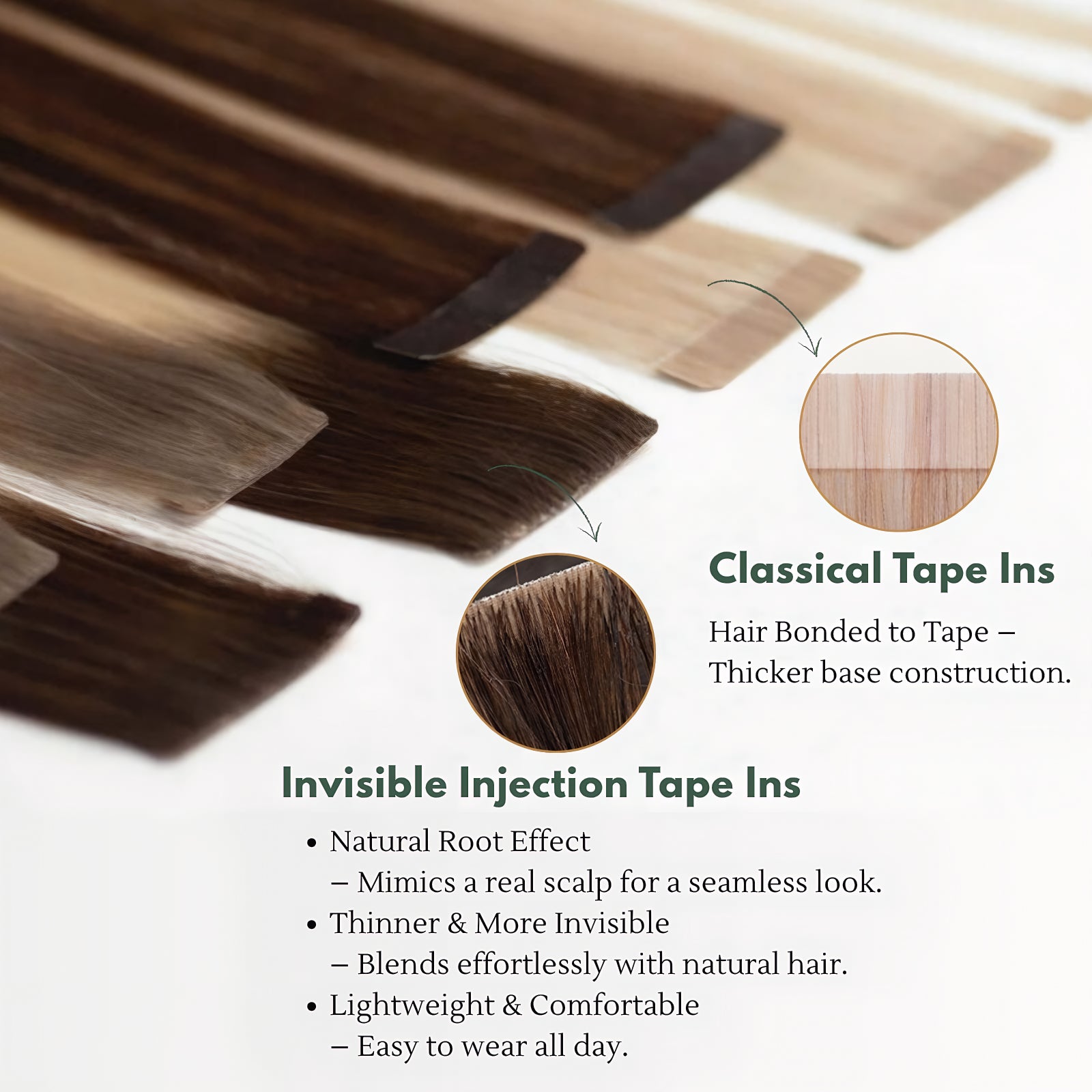 Injection Tape in Hair Extensions Virgin Cool Ash Blonde #8/8/613