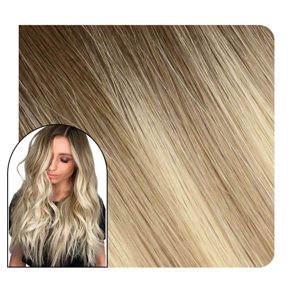 balayage blonde tape in extensions