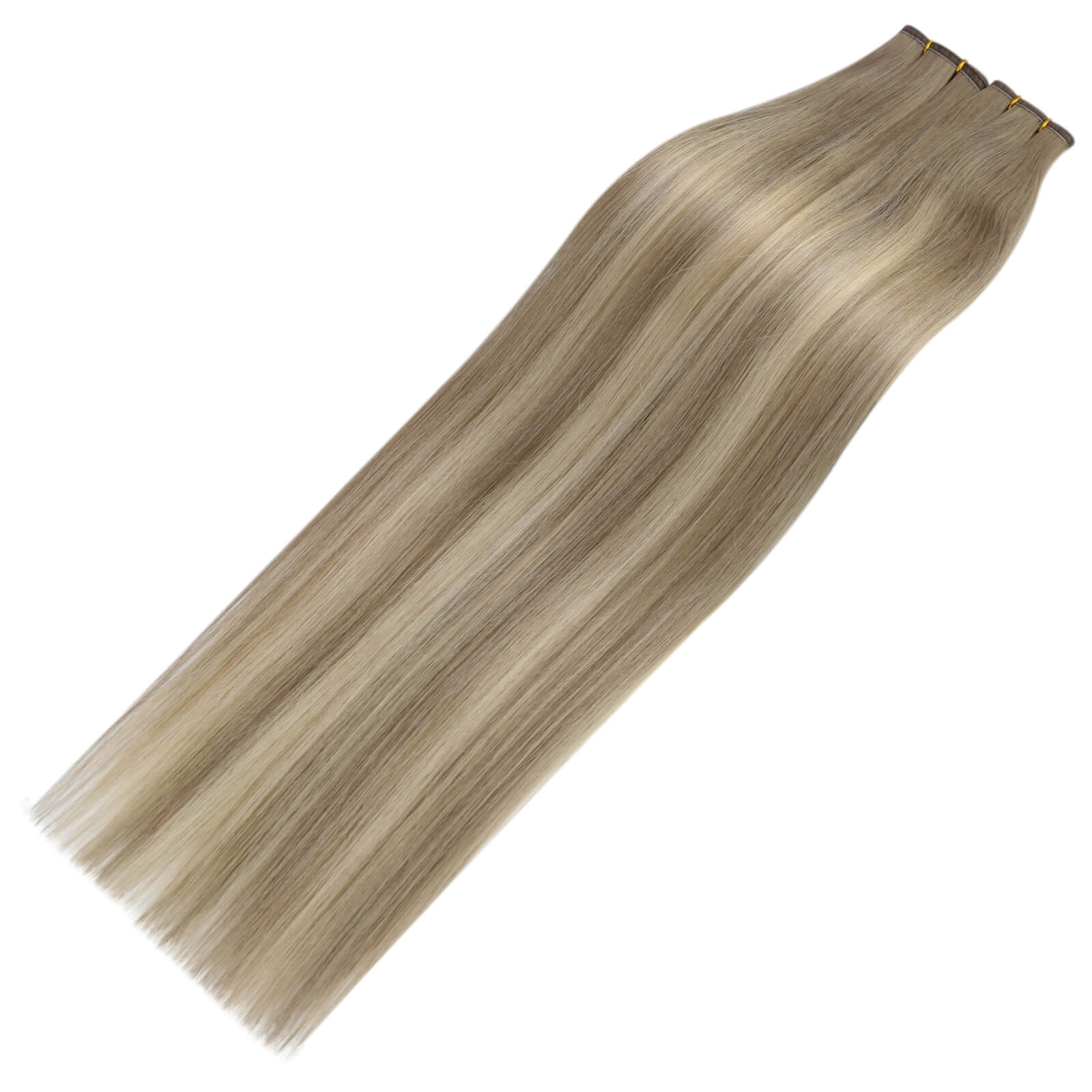 Flat Silk Weft Hair Extensions Brown Mixed With Blonde 8/8/613