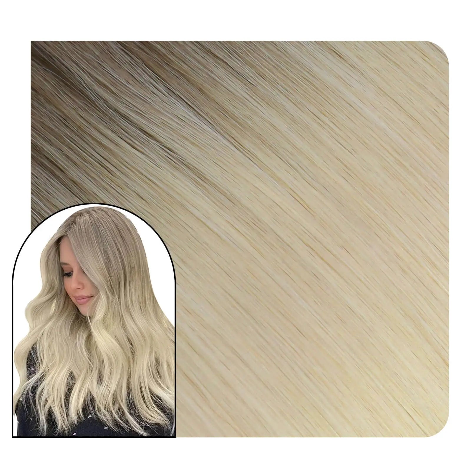 Injected Tape in Hair Extensions Virgin Human Hair Ombre Blonde Color R19/60