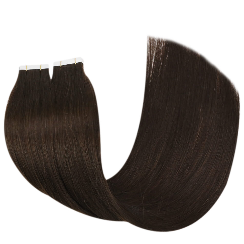 darkest brown tape in human hair extensions
