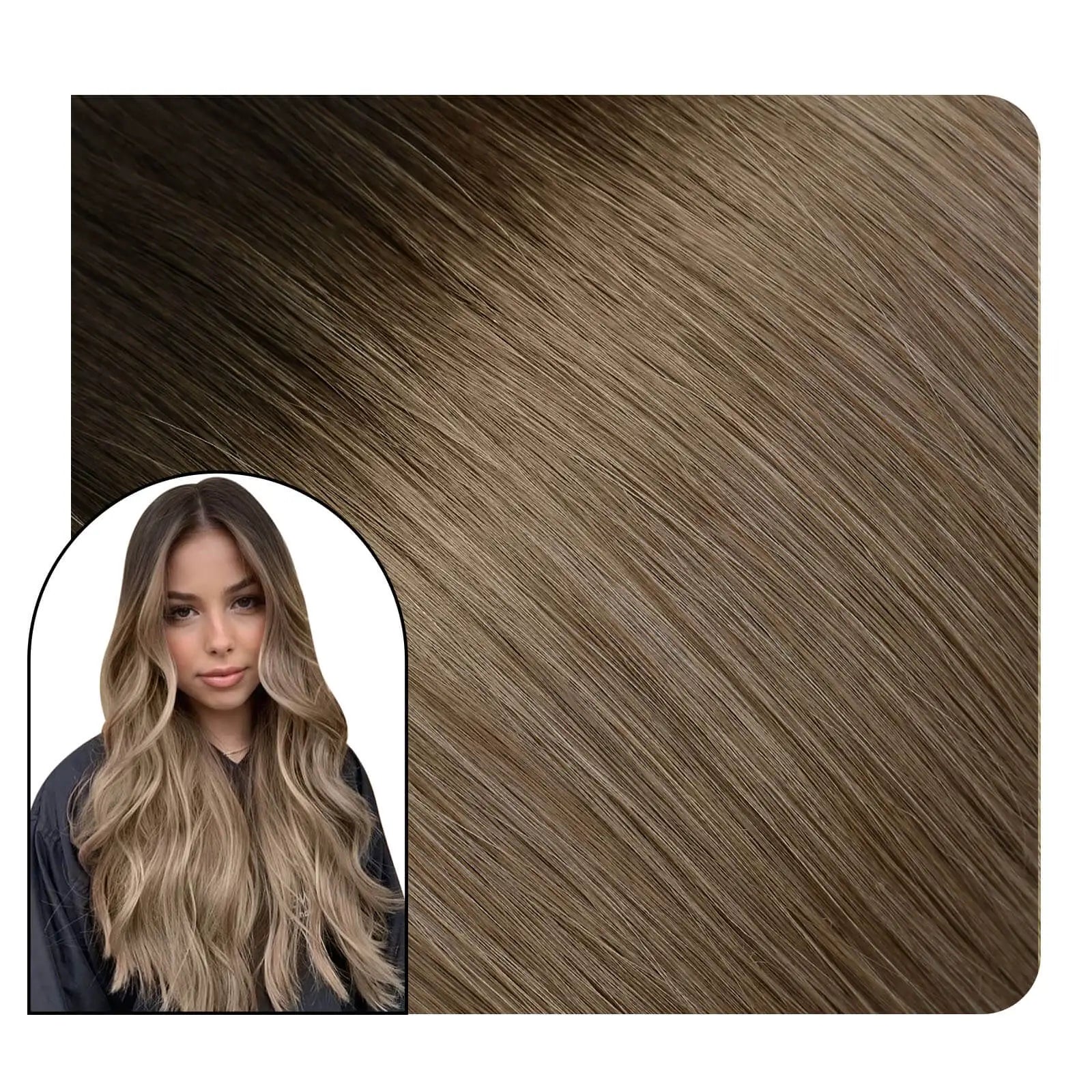 Virgin Injected Tape in Hair Extensions Real Human Hair Balayage Color R2/DXB/18