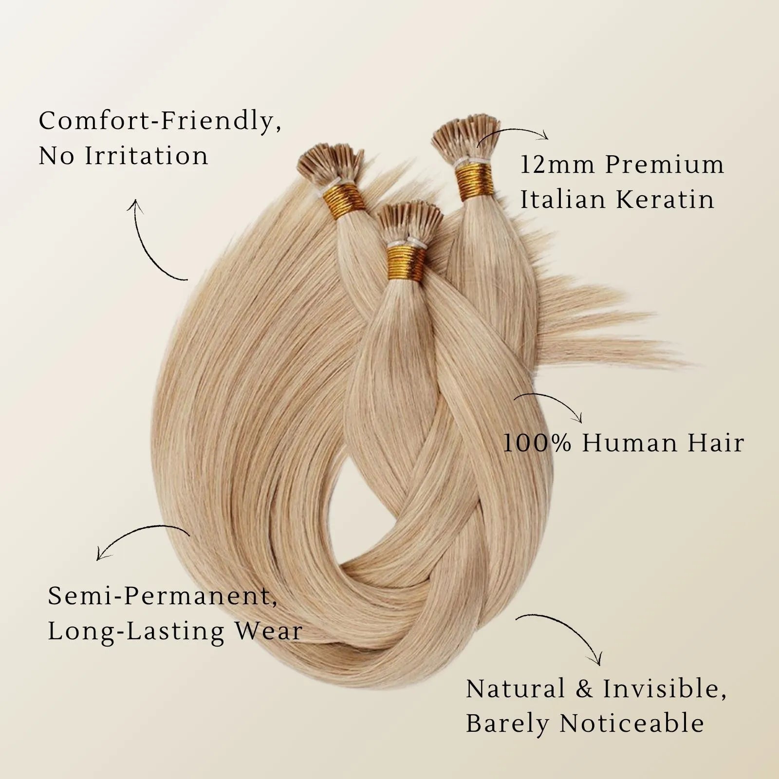 [Virgin+] Hair 100% Human Hair I Tip Fusion Virgin Hair Extensions Off Black #1B