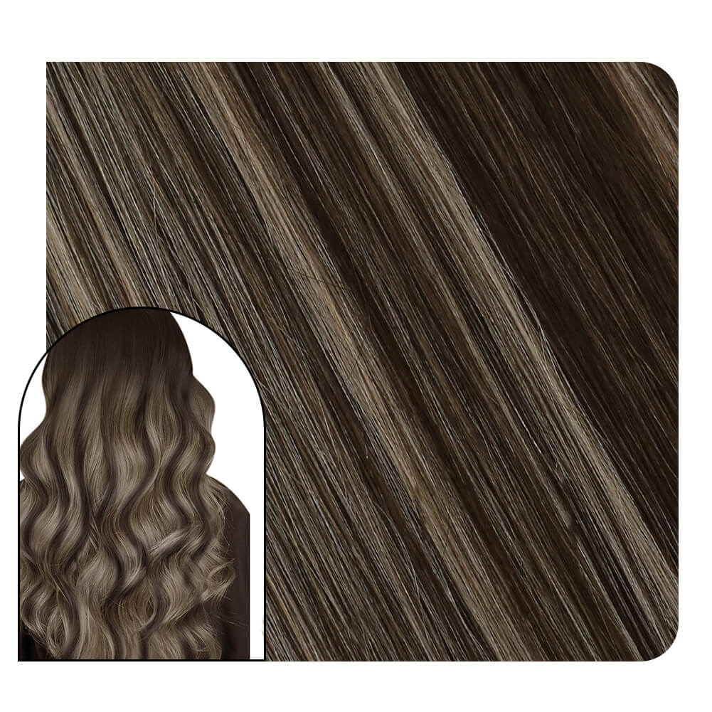 I tip Remy Human Hair Extensions Ombre Brown with Blonde Color