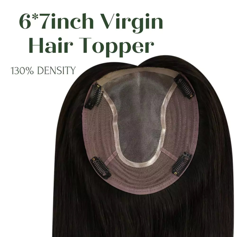 Virgin Human Hair Toppers Mono Base Off Black And Genius Weft Extensions