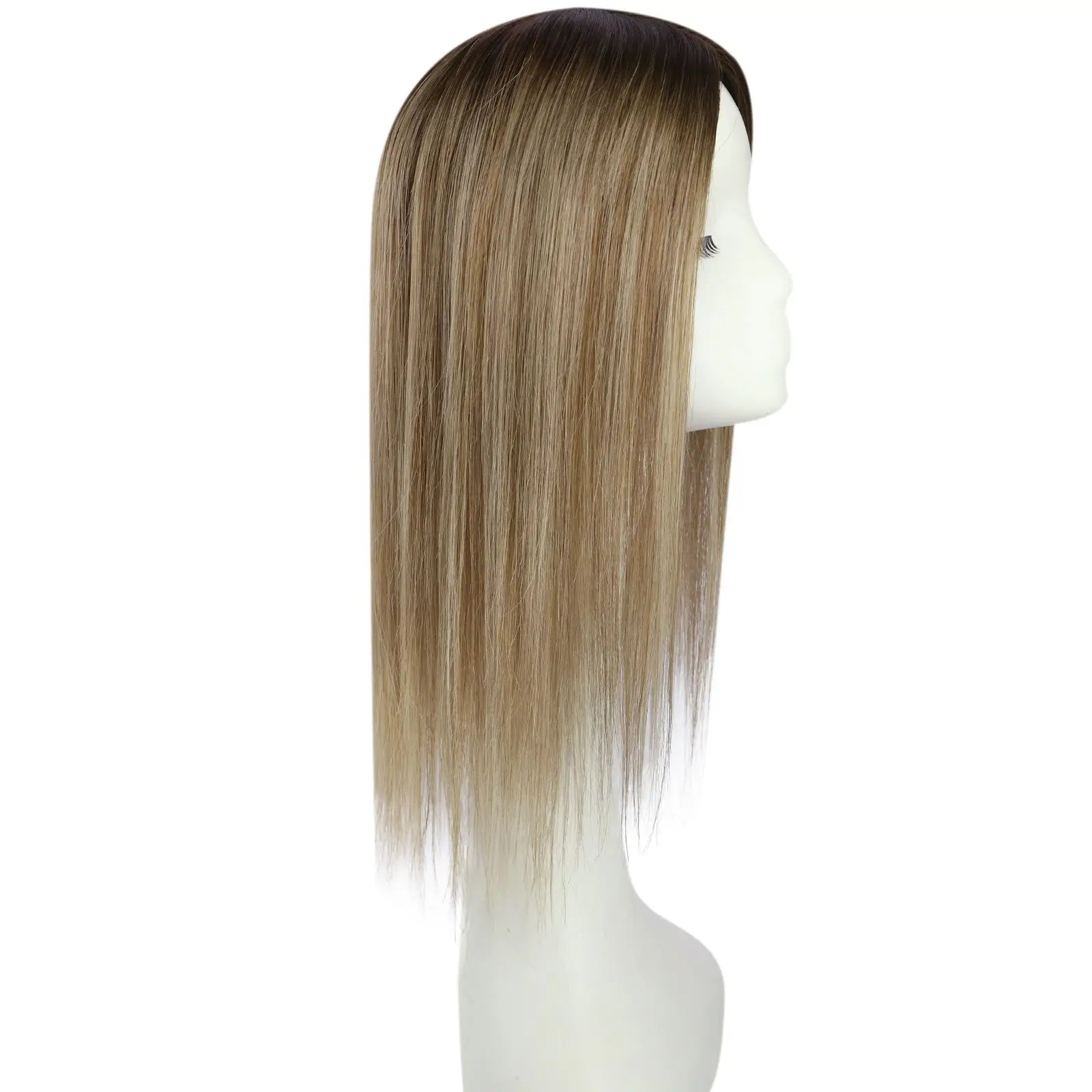 balayage color human hair topper without bangs large base for hair loss