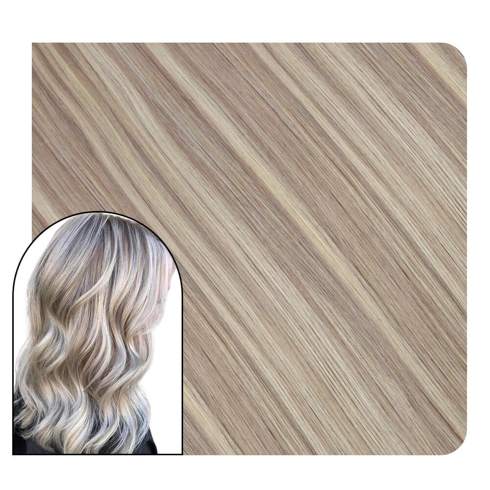 Micro Loop Hair Extensions Ash Blonde with Bleach Blonde Color #18P613
