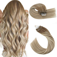 Micro Loop Bead Hair Extensions Blonde Balayage Color #9A/60