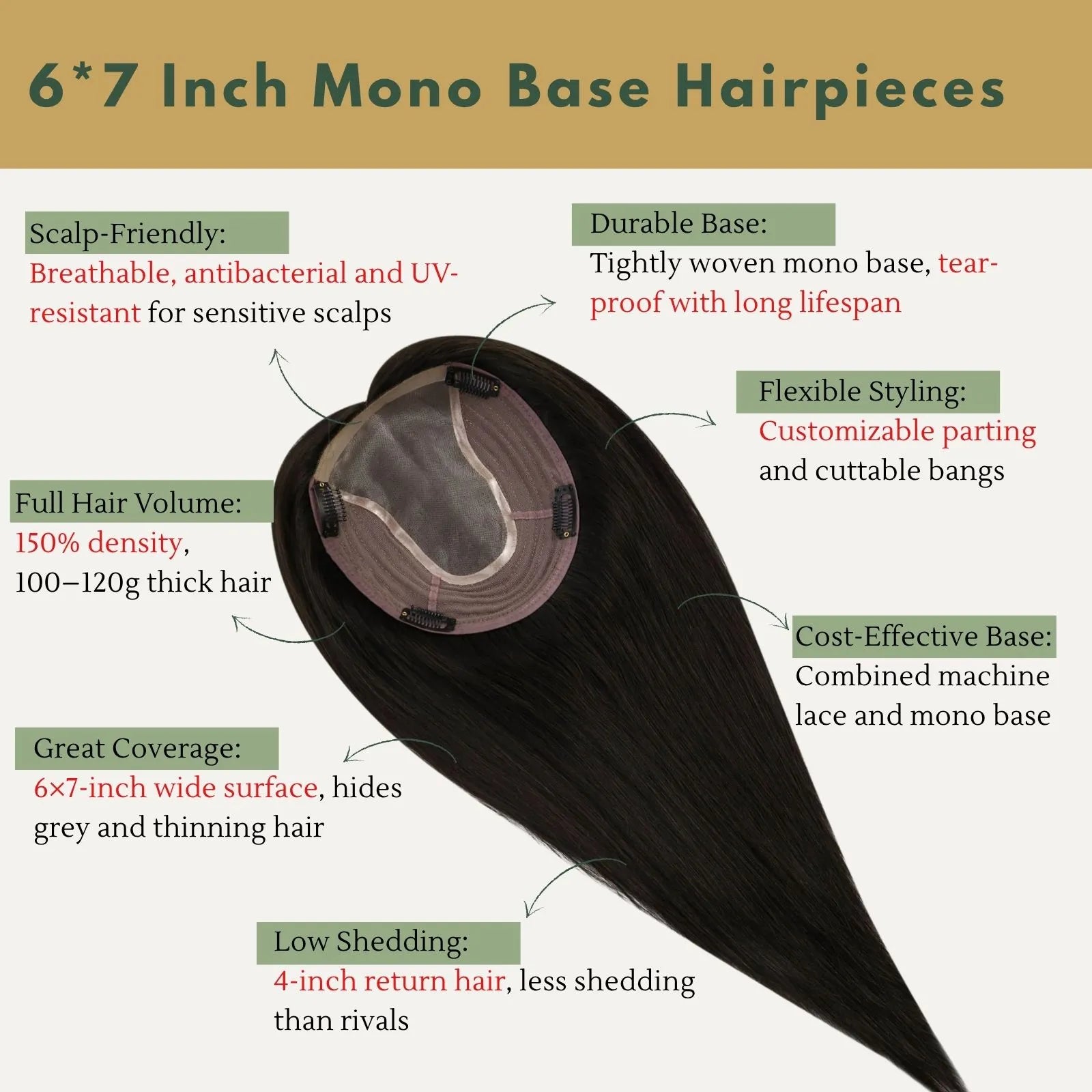Virgin Hair Toppers Brown Blonde Hair Pieces For Thinning Hair #4/27/4
