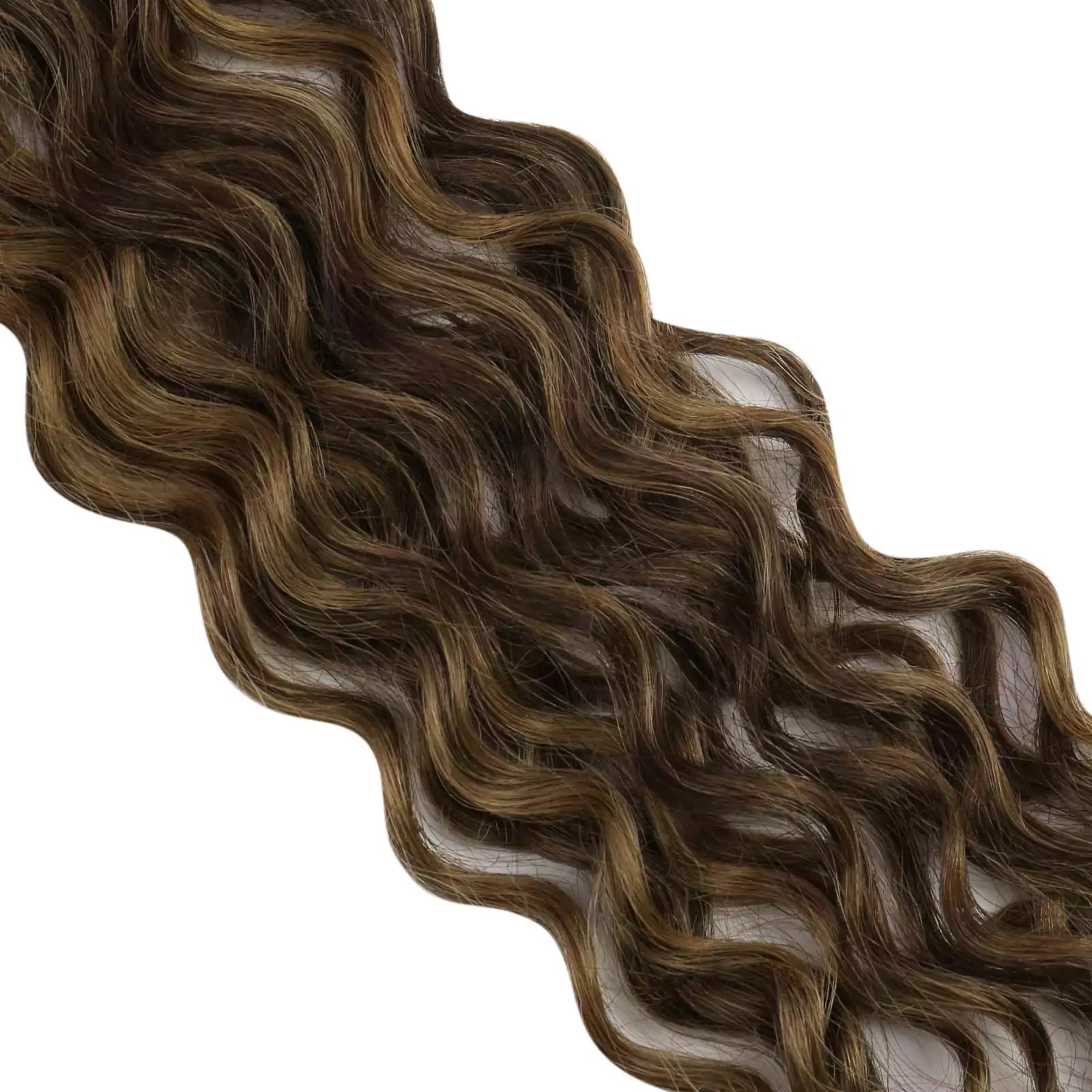curly tape in extensions balayage brown hair