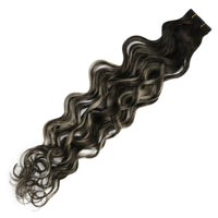 natural wavy injection tape in hair extensions black with silver