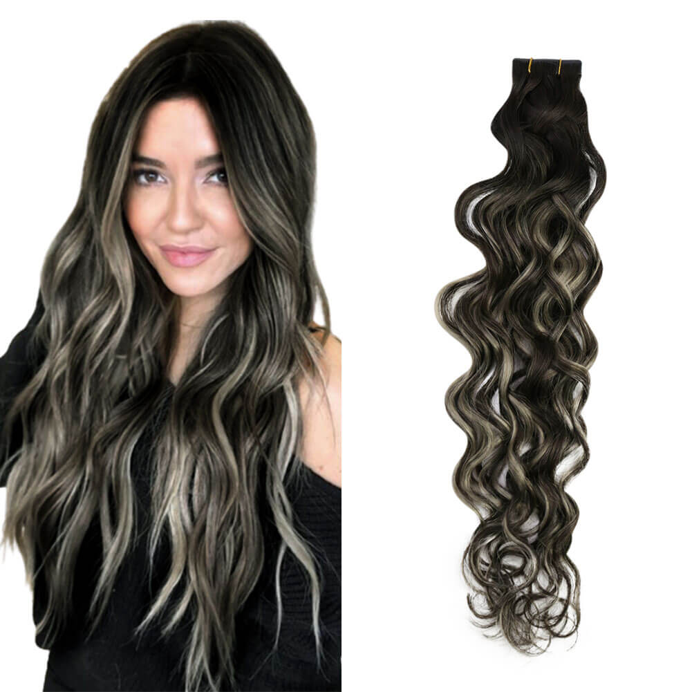 natural wavy injection tape in hair extensions