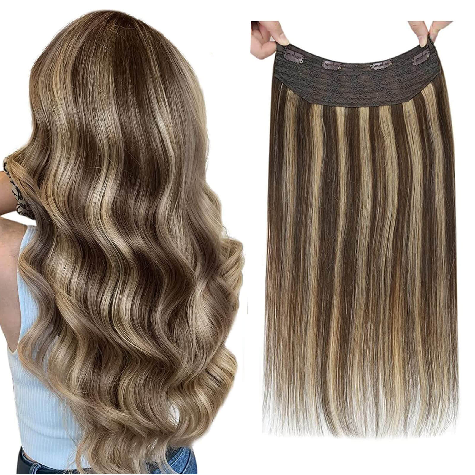 Highlight Halo Hair Extensions Invisible Wire Hair with Transparent Fish Line