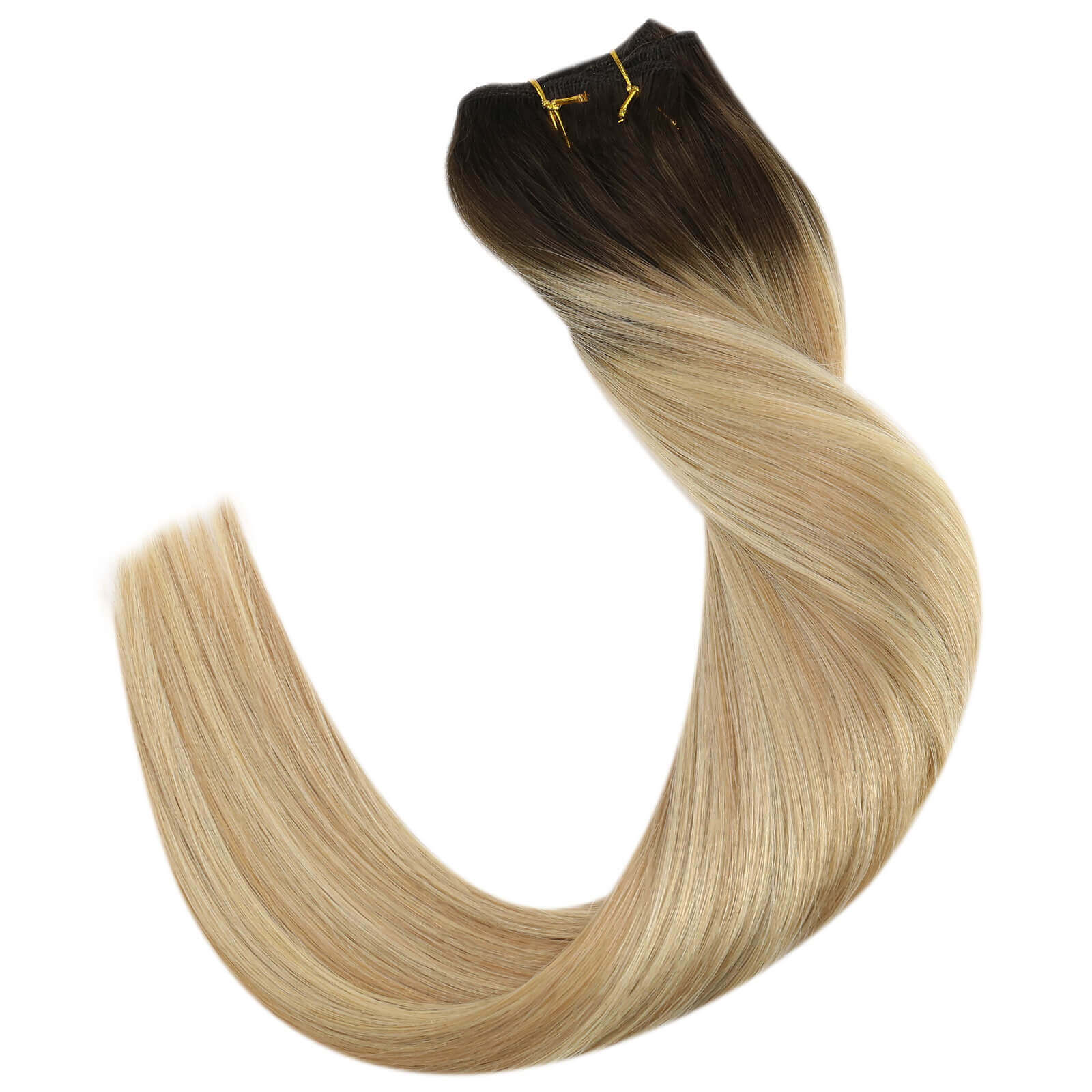 Human Hairpiece 100g Dark Brown to Light Brown with Light Blonde Hair