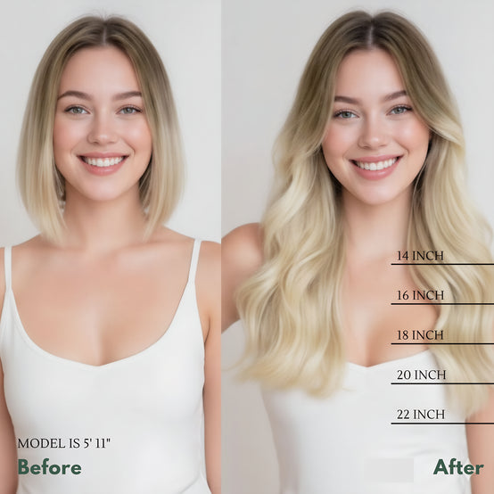 tape in hair extensions before and after