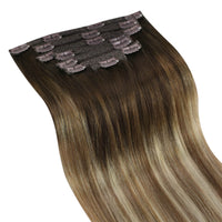 Chocolate Brown Ombre Look Clip in Hair Extensions #4/6/613