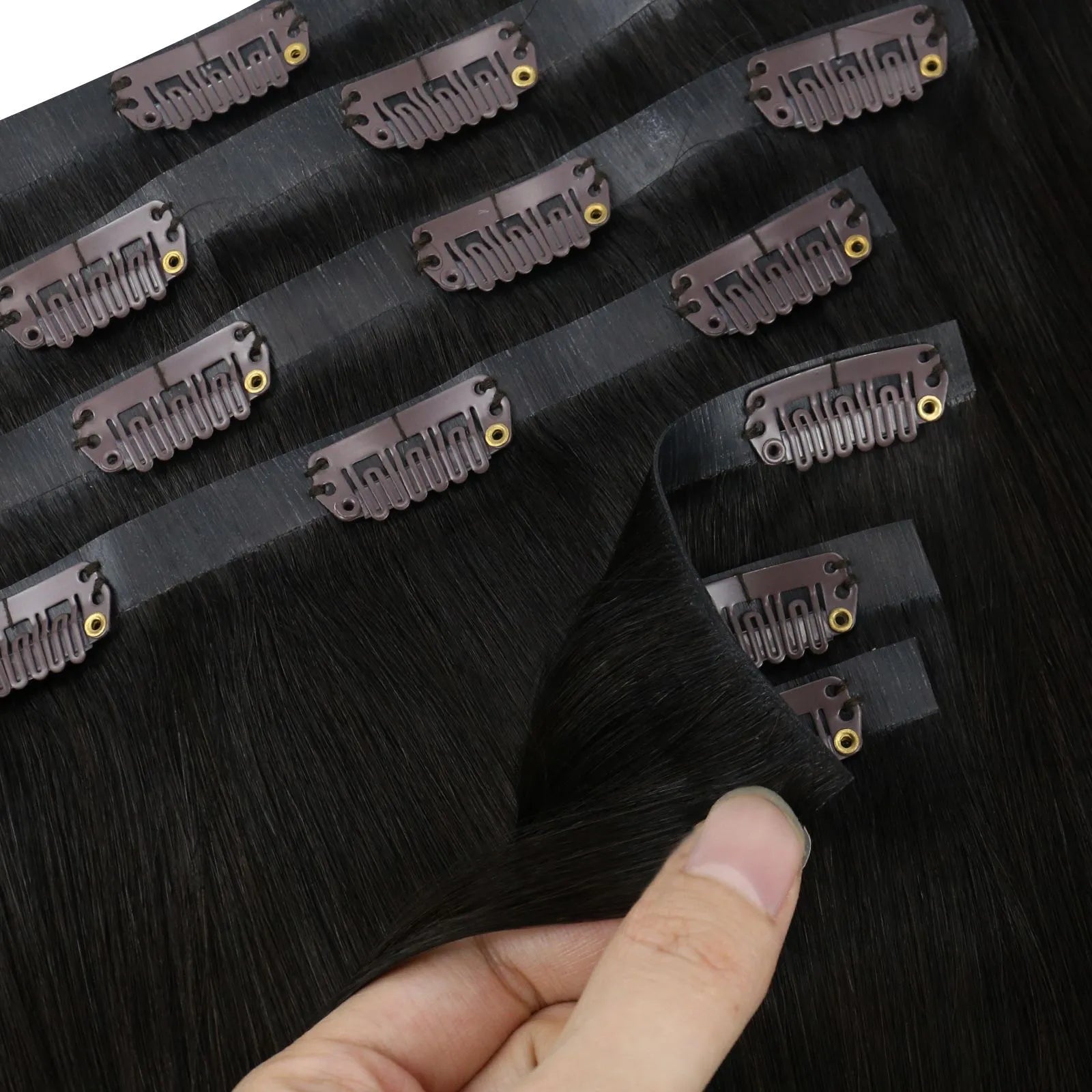 pu clip in extensions seamless human hair extensions