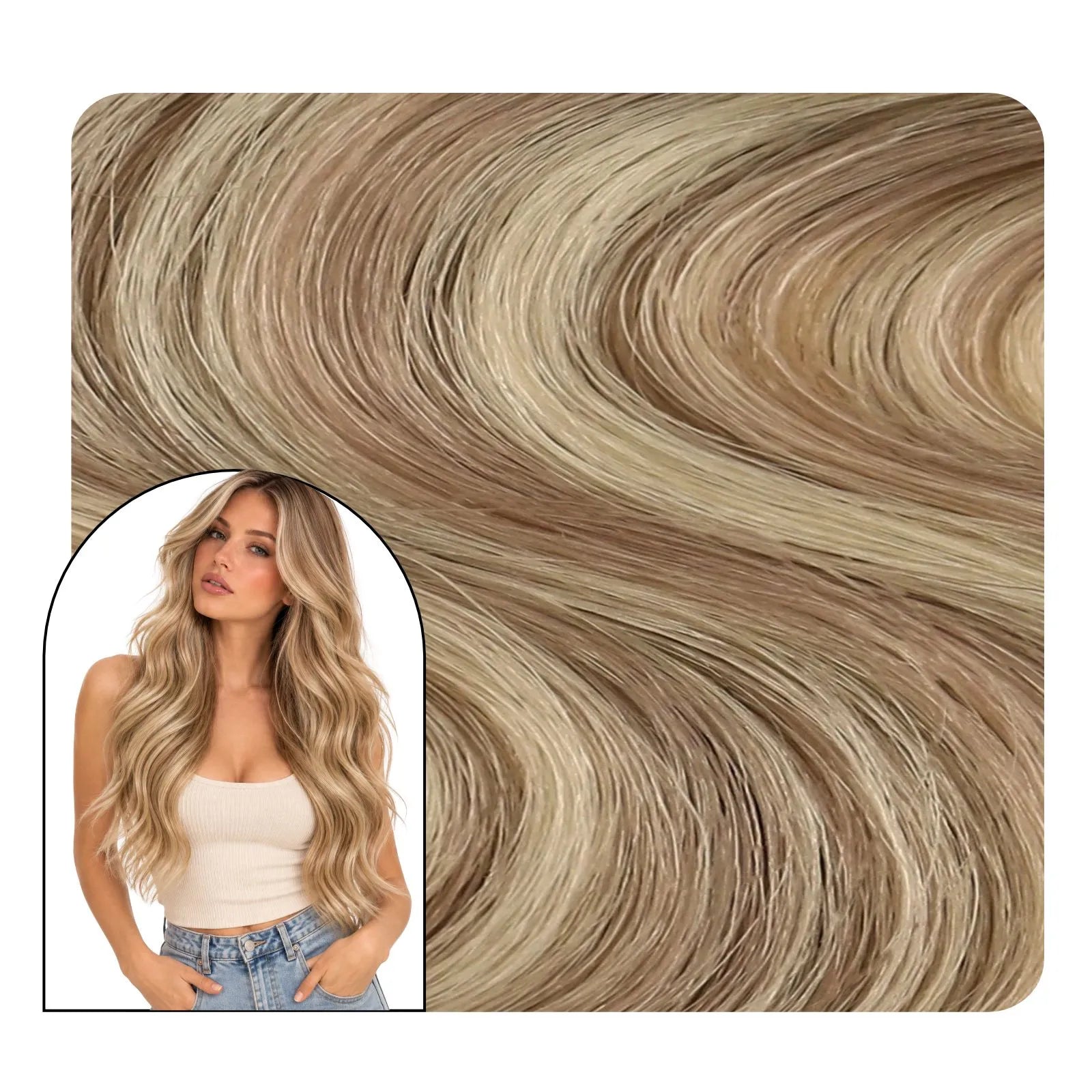 Wavy Inject Tape in Extensions Ash Blonde Highlighted Bleach Blonde