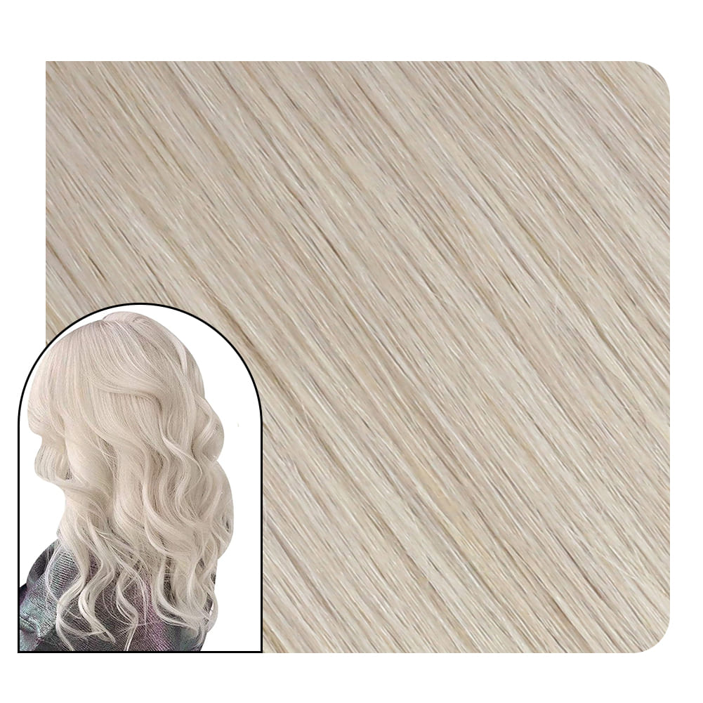 tape in straight human hair extensions white blonde
